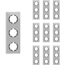 ONEKEYELECTRO Plaque de finition en verre Garda, 3 postes, vertical (pack 10)-"Gris