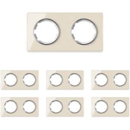 ONEKEYELECTRO Plaque de finition Garda en verre, horizontal, 2 postes (pack 7)-"Beige