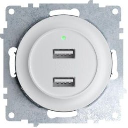 ONEKEYELECTRO Prise USB encastrée à 2 sorties 5V, 2.1 A, témoin de charge LED-"Blanc