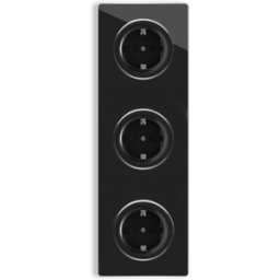 ONEKEYELECTRO Plaque 3 postes Garda Vertical + 3 Prises avec terre-"Noir