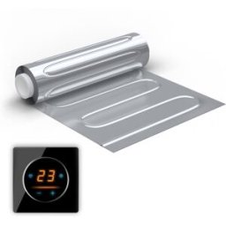 Natte chauffante WARMON ALU 150 W/m² avec Thermostat OKE-25 Touch WIFI et cadre Garda noir - 1 m²