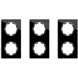 ONEKEYELECTRO Plaque de finition Garda en verre, 2 postes, vertical (pack 3)-"Noir
