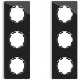 ONEKEYELECTRO Plaque de finition en verre Garda, 3 postes, vertical (pack 2)-"Noir