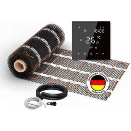 2x Nattes chauffantes WARMON CLASSIC 150 W/m² (10+6 m²) avec Thermostat TS 300 Smart WiFi noir - 16 m²