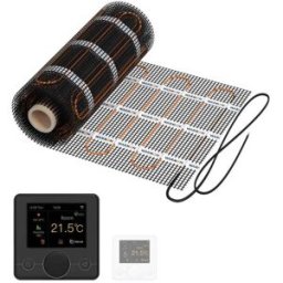 Natte chauffante WARMON CLASSIC LIGHT 100 W/m² avec Thermostat R7C-716 Intelligent WiFi LCD-Couleur, noir - 5 m²
