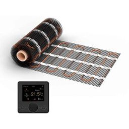 Chauffage au sol WARMON CLASSIC 150 W/m² avec thermostat R7C-716 intelligent WiFi écran LCD-couleur, noir - 4 m²