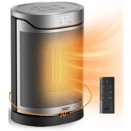 DREO Atom 318, Chauffage soufflant céramique PTC, 1500 W, économe en énergie, chaleur instantanée 2 s, oscillation 70°, minuterie 12 h, 8 protections de sécurité, télécommande
