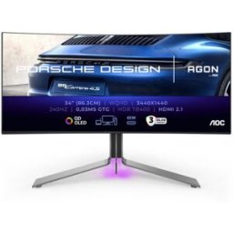 Ecran PC Gaming Porsche Design AOC Agon Pro PD34 – 34'' incurvé QD-OLED WQHD 240Hz HDR400 TrueBlack G-Sync Compatible HP Ajustable USB-C 65W HUB USB