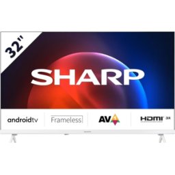 Sharp Téléviseur Android TV HDR sans cadre Blanc - 32 pouces