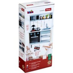 Theo Klein 7199 Miele - Cuisine de jeu en bois blanche, avec plaque de cuisson son et lumière, accessoires en acier inoxydable et bois, pour enfants dès 3 ans