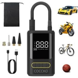 COCCKO Mini pompe à air rechargeable USB-C 150 psi avec 5 modes, affichage LCD, batterie 4500 mAh, lumières LED et SOS