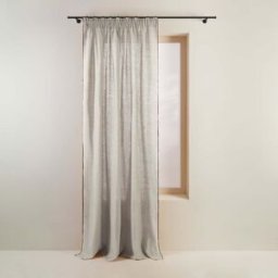 MADURA Rideau À Galon Fronceur Carlina Calcaire et bourdon noir - BEIGE 135x350 cm