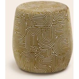MADURA Pouf Leah Klark écru et moutarde - JAUNE Ø43xH45 cm