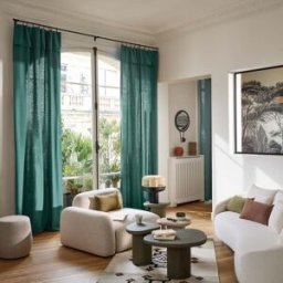 MADURA Rideau Panneau Leolino Cèdre bleuté - VERT 145x290 cm