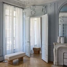 MADURA Voilage Panneau Shadow Blanc pur et bourdon noir - BLANC 145x220 cm