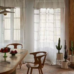 MADURA Voilage Panneau Shadow Blanc et bourdon orange brûlée - BLANC 140x350 cm