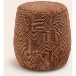 MADURA Pouf Leah Klark pêche rosé et caramel - ROSE Ø43xH45 cm