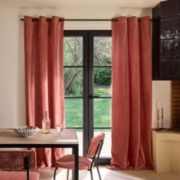 MADURA Rideau À Oeillets Dorés Dalila Pêche rosé - ROSE 137x280 cm