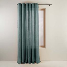 MADURA Rideau À Oeillets Noirs Carlina Vert de gris et bourdon noir - VERT 140x350 cm