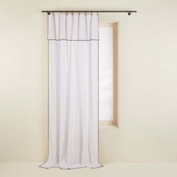 MADURA Rideau Panneau Carlina Non Feu Blanc pur et bourdon noir - BLANC 145x350 cm