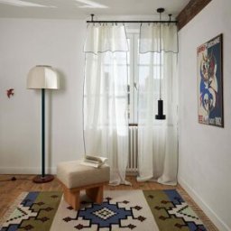 MADURA Voilage Panneau Shadow Blanc pur et bourdon indigo - BLANC 140x350 cm