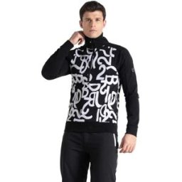 Dare2b T-shirt à Manches Longues Avec Demi-zip Speed Black / White Jacquard L Homme