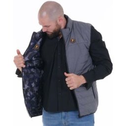 Doudoune sans manches réversible Ruckfield Maison de Rugby imprimé camouflage beu/gris/noir