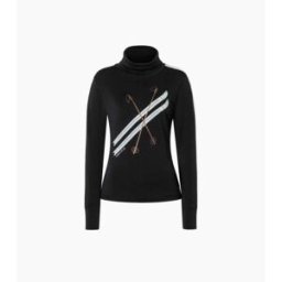 Sous vêtement technique en laine mérinos SUPER.NATURAL W KRYSSEDE SKI ROLL NECK (Jet Black/Fresh White/Copper/Natural White) Femme XS
