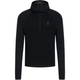 Veste coupe vent ODLO Mid layer hoody 1/2 zip - ZEROWEIGHT PRO PW SEAMLESS WINDPROOF (black) Homme L