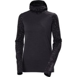 Sweat a capuche HELLY HANSEN W LIFA MERINO MIDW BLC HOODIE (BLACK GRAPE ARC REFLECT AO) femme L