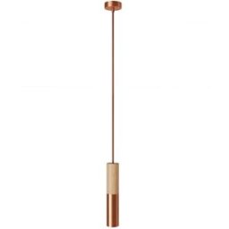 Creative Cables Suspension Avec Câble Textile Et Double Abat-jour E14 En Bois Et Métal Avec Bulb Transparent One Size