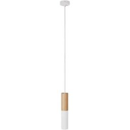 Creative Cables Suspension Avec Câble Textile Et Double Abat-jour E14 En Bois Et Métal Avec Bulb Matte White One Size