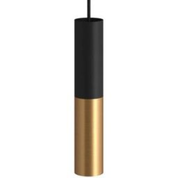 Creative Cables Suspension Luminaire Textil Doble Tub-e14 Black / Satin Brass One Size