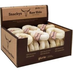 Gloria Donut à Mâcher En Cuir Brut Snackys Pour Chiens 8-9 Cm 20 Unités One Size