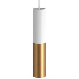 Creative Cables Lampe Suspendue Avec Ampoule Textil Doble Tub-e14 Matt White / Satin Brass One Size