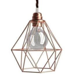Creative Cables Suspension Luminaire Textile Diamond 1 M Copper One Size