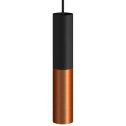 Creative Cables Suspension Luminaire Textil Doble Tub-e14 Black / Satin Copper One Size