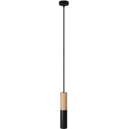 Creative Cables Lampe Suspendue Avec Câble Textile Et Double Abat-jour Tubulaire E14 En Bois Et Métal Black One Size