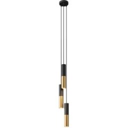 Creative Cables Suspension Luminaire Multiple Tub-e14 3 Falls With Bulbs Black / Satin Brass One Size