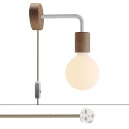 Creative Cables Lampe En Bois Spostaluce Avec Extension Incurvée Avec Bulb Matte White UK Plug
