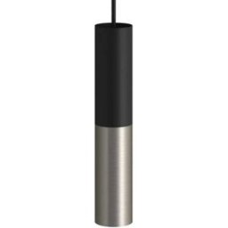 Creative Cables Suspension Luminaire Textil Doble Tub-e14 Black / Satin Titanium One Size