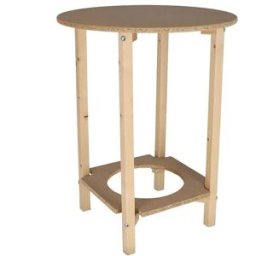 Wellhome Table Ronde De Brancard à Gaz Finition Sans Vernis 90x90x75 Cm Natural One Size