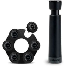 Airtender Pompe à Vide Wine 6 Nanostoppers Black One Size