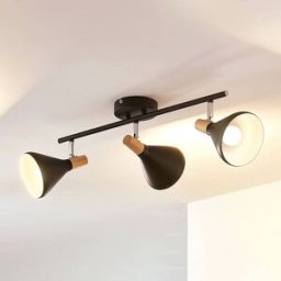 Lindby plafonnier Arina, 53 cm, noir, à 3 lampes, E14 Arina Lindby, dimmable, noir, Chambre à coucher, Métal, Moderne, Spot