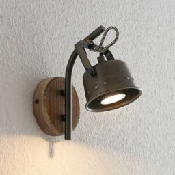 Applique murale Rubinjo Lindby, dimmable, noir, Salon / Salle à manger, Métal, Vintage, Applique Murale