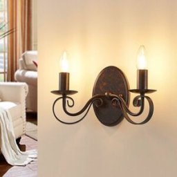 Applique murale Caleb Lucande, dimmable, marron, Couloir, Métal, Maison de campagne / Rustique, Applique Murale