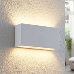 Applique murale Mavora Lindby, dimmable, blanc, Salon / Salle à manger, Plâtre / Terre Cuite, Moderne, Applique Murale