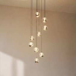 Luminaire suspension en verre Hayley Lucande, transparent, Salon / Salle à manger, Verre, Moderne, Suspension en verre