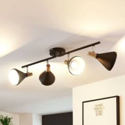 Plafonnier Lindby Arina, 68 cm, noir, à 4 lampes, E14 Arina Lindby, dimmable, noir, Chambre à coucher, Métal, Moderne, Spot