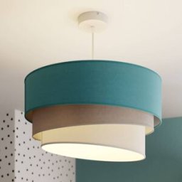 Suspension luminaire Pastell Trio Duolla, dimmable, bleu, Salon / Salle à manger, Textile / Tissu / Soie, Suspension en Tissu